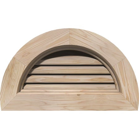 Ekena Millwork Half Round Gable Vent Unfinished, Functional, Pine Gable Vent w/ Brick Mould Face Frame, 20"W x 10"H GVWHR20X1000SFUPI